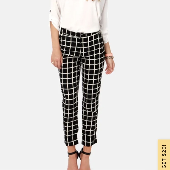 Lulu's black and white print pants - Picture 1 of 9